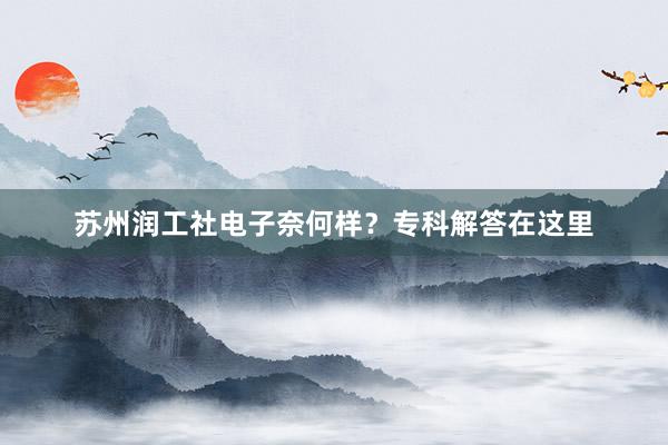 苏州润工社电子奈何样？专科解答在这里